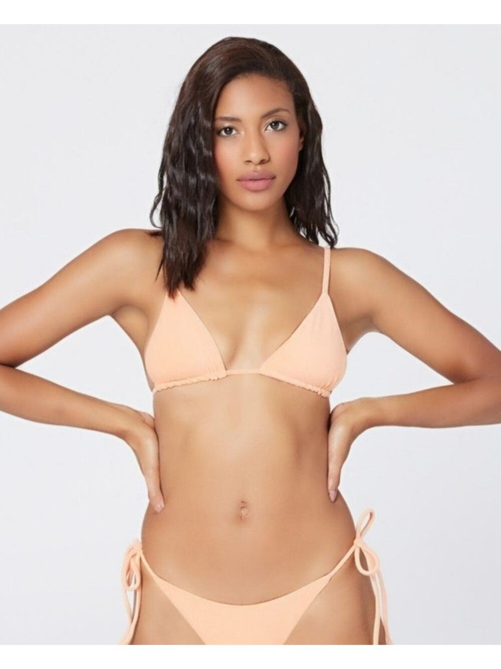 L*Space Brittany Triangle Bikini Top in Tangy Terry Orange Size Large NWT